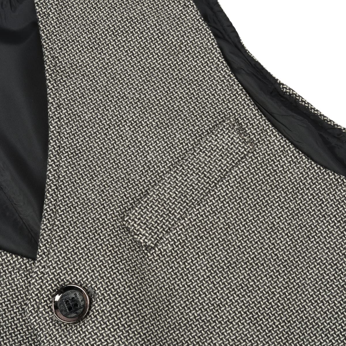 Allthemen Chaleco occidental para hombre chaleco de traje con cuello en V en espiga chaleco de lana básico clásico Formal para boda