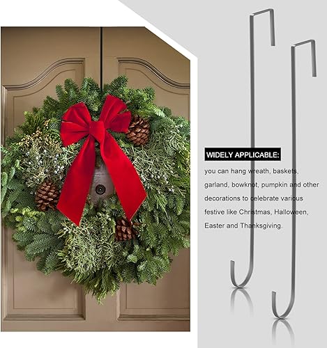 Miniatura 7 de Hotop Ganchos para colgar coronas de Navidad de 15 pulgadas para colgar sobre la puerta, ganchos de metal prácticos para colgar toallas de ropa para