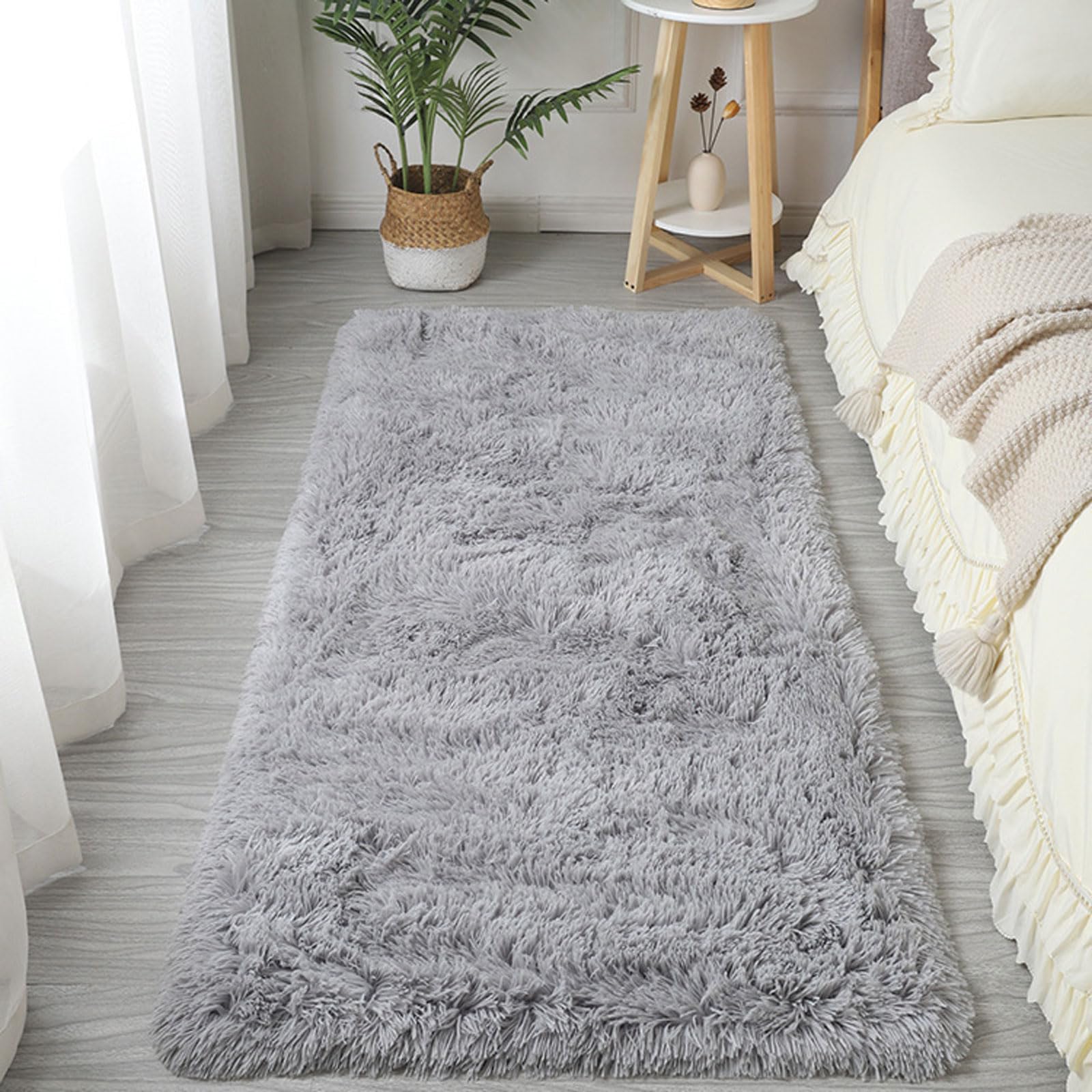 Alfombras para dormitorio grandes y lavables de felpa suave antideslizante