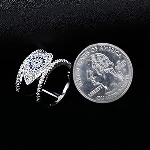 Fashion Pave Round Cubic Zirconia CZ Cluster Blue Evil Eye