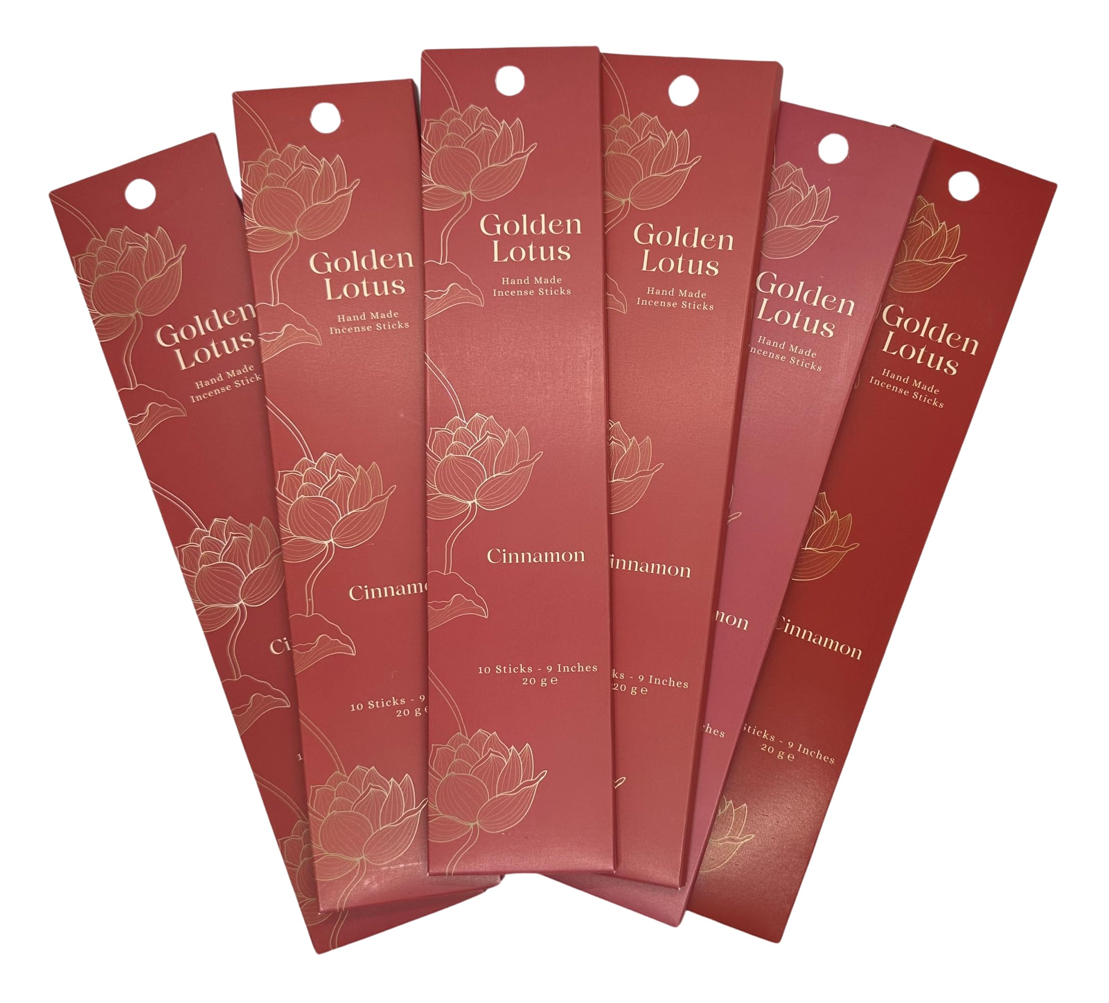 Golden Lotus Hand Rolled Incense Sticks Cinnamon 20g x 6 packs