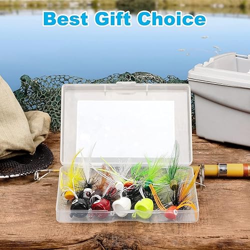 Miniatura 7 de Ansnbo 12 moscas para pesca con mosca, señuelos para pesca con mosca, lubina, panfish bluegill, crappie, insecto, trucha, salmón, flys, kit para