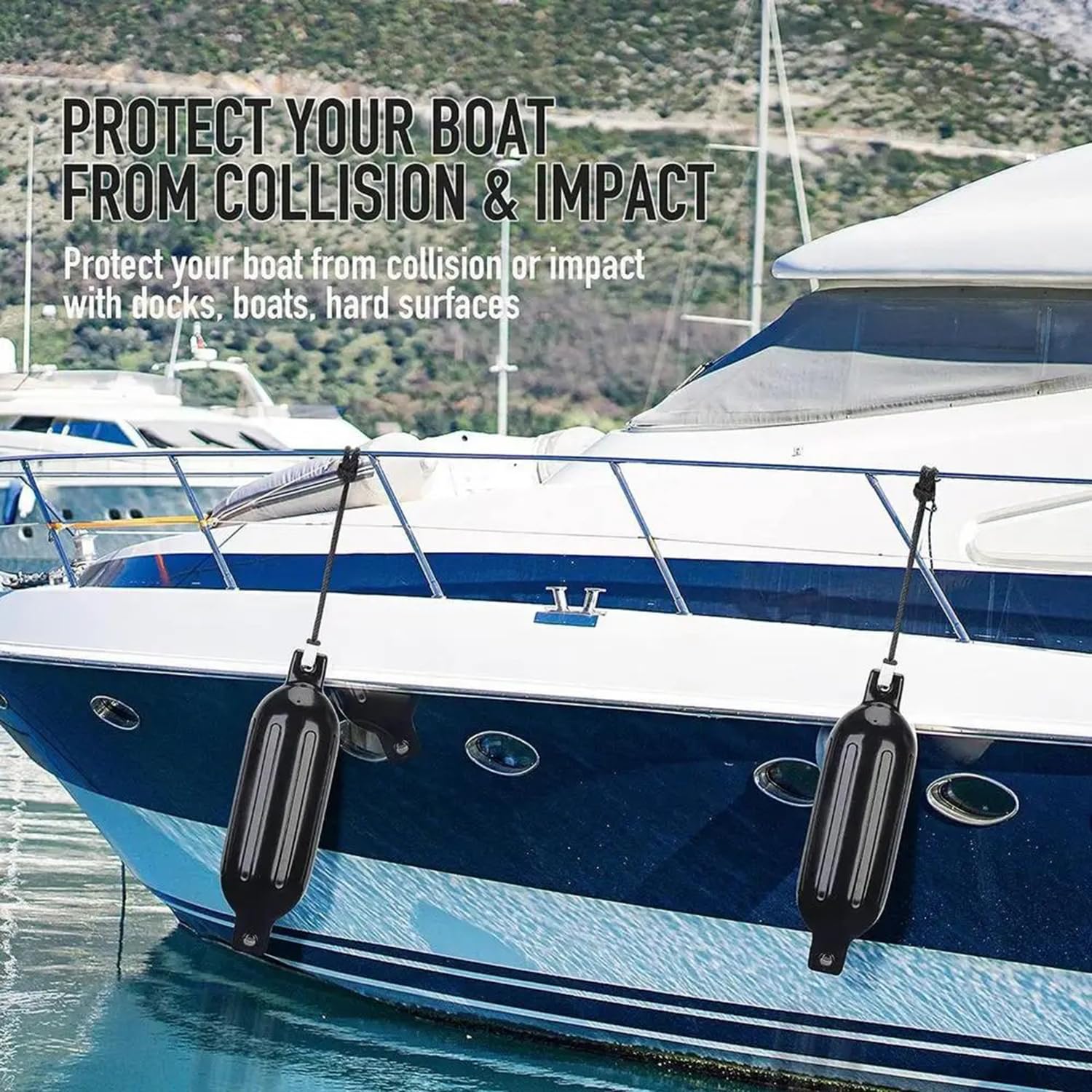 Ailes,Défenses Marines,Ensemble d'ailes en 4 Pièces (Lignes d'ailes Incluses),y Compris La Pompe,Quatre Goupilles d'air,Anti-Collision,Convient Aux Bateaux Et Aux Marinas De 3 à 6 Mètres