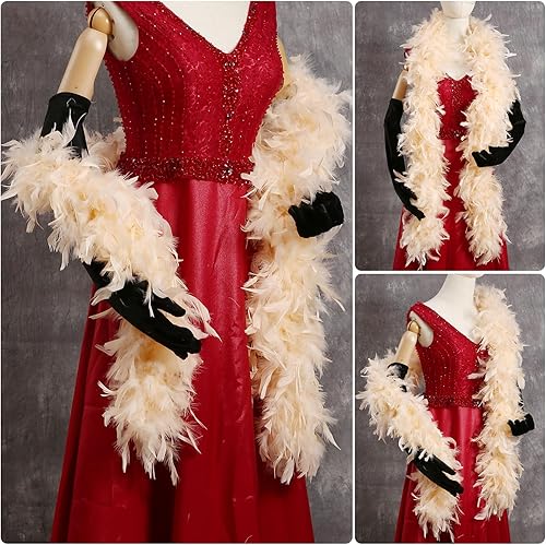 Miniatura 4 de THARAHT Boa de plumas de pavo Chandelle champán de 2 yardas 1.41 oz para manualidades, manualidades, hogar, baile, boda, fiesta, Halloween,