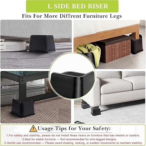 Miniatura 3 de Yookwutar Elevadores de cama de 2 pulgadas, 3 pulgadas, 4 pulgadas, 6 pulgadas, 8 pulgadas, resistente, elevador de muebles de gran tamaño para