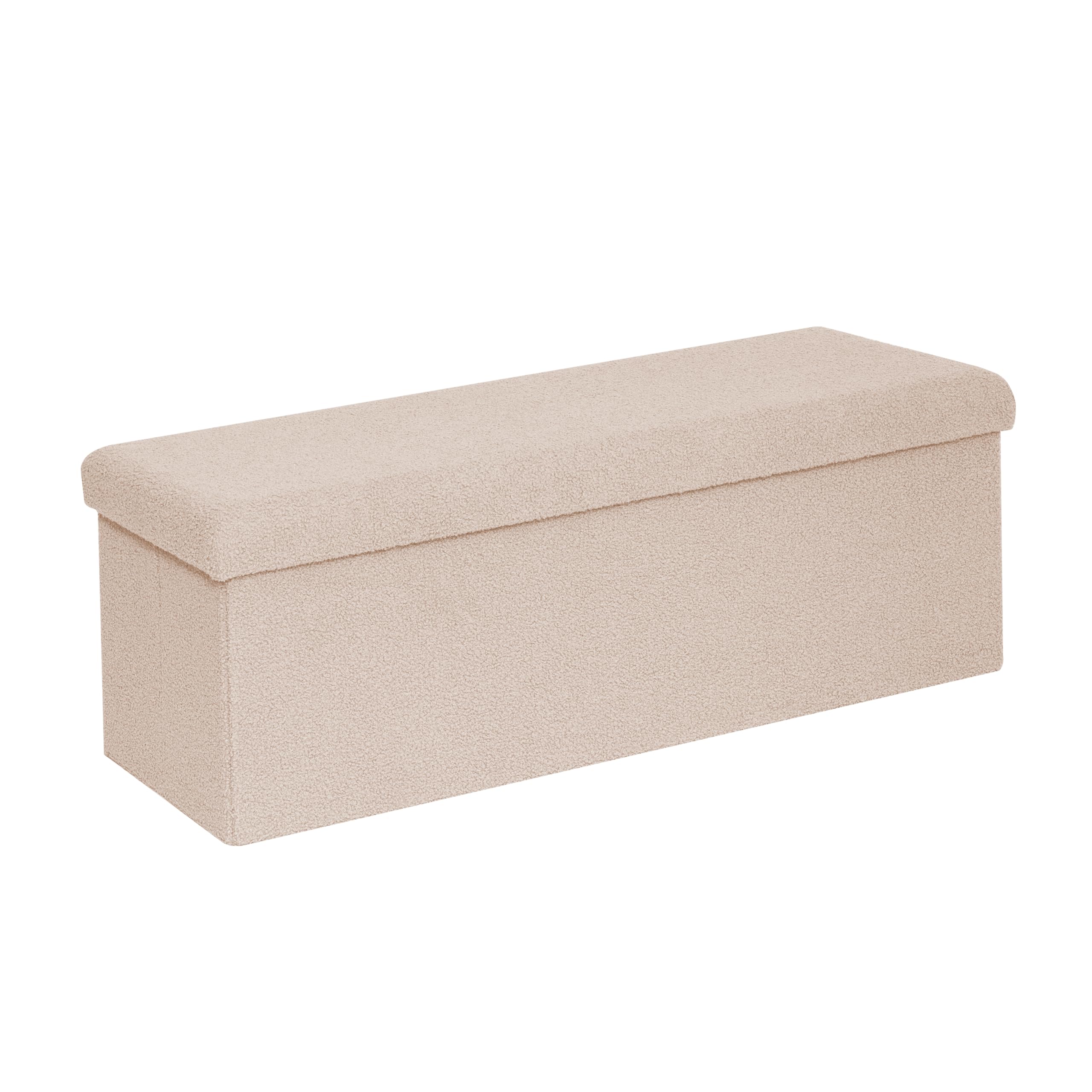 Bonlife Bouclé Sitzhocker mit Stauraum, Kleine klappbare Sitztruhe, Aufbewahrungsbox, Fußbank,Blüten,Wohnzimmer