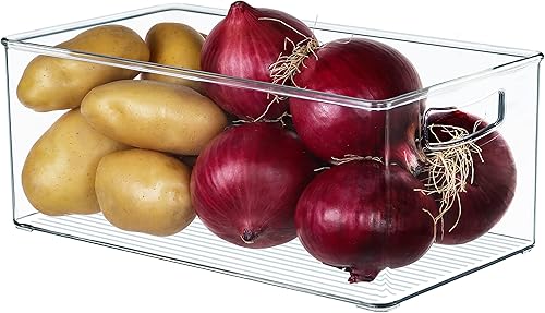 Miniatura 7 de Hudgan Paquete de 8 cubos organizadores apilables de despensa (3 tamaños), organizadores transparentes para nevera, cocina, congelador, encimeras