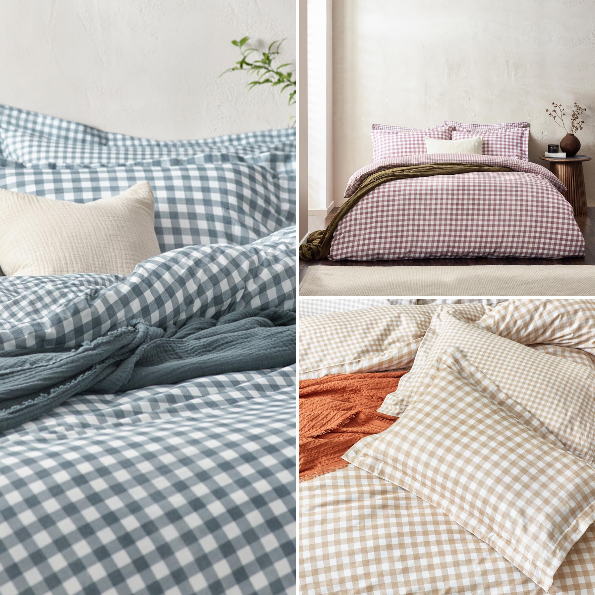 Yard Barton Quadri Vichy Set Copripiumino – 100% Cotone Reversibile Federe Oxford Morbido E Traspirante Biancheria Da Letto Premium (Foresta – Doppio – 200x200cm)