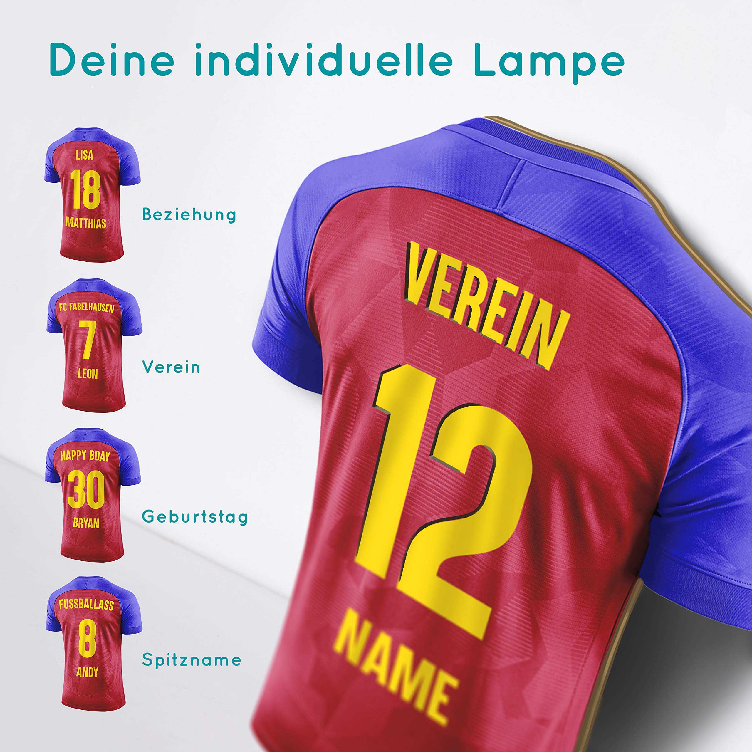 Elbeffekt Trikotlampe für Barcelona Fans aus Holz - personalisierbares Geschenk - schenke Dein individuellen Barcelona Fanartikel aus Echtholz