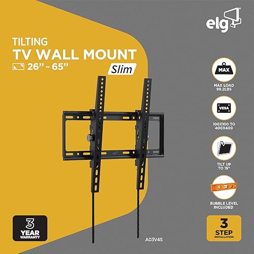 Miniatura 2 de Soporte de pared inclinable para televisores de 32 a 70 pulgadas, diseño ultradelgado de 0.8 pulgadas, soporta hasta 99 libras, VESA 75x75 a