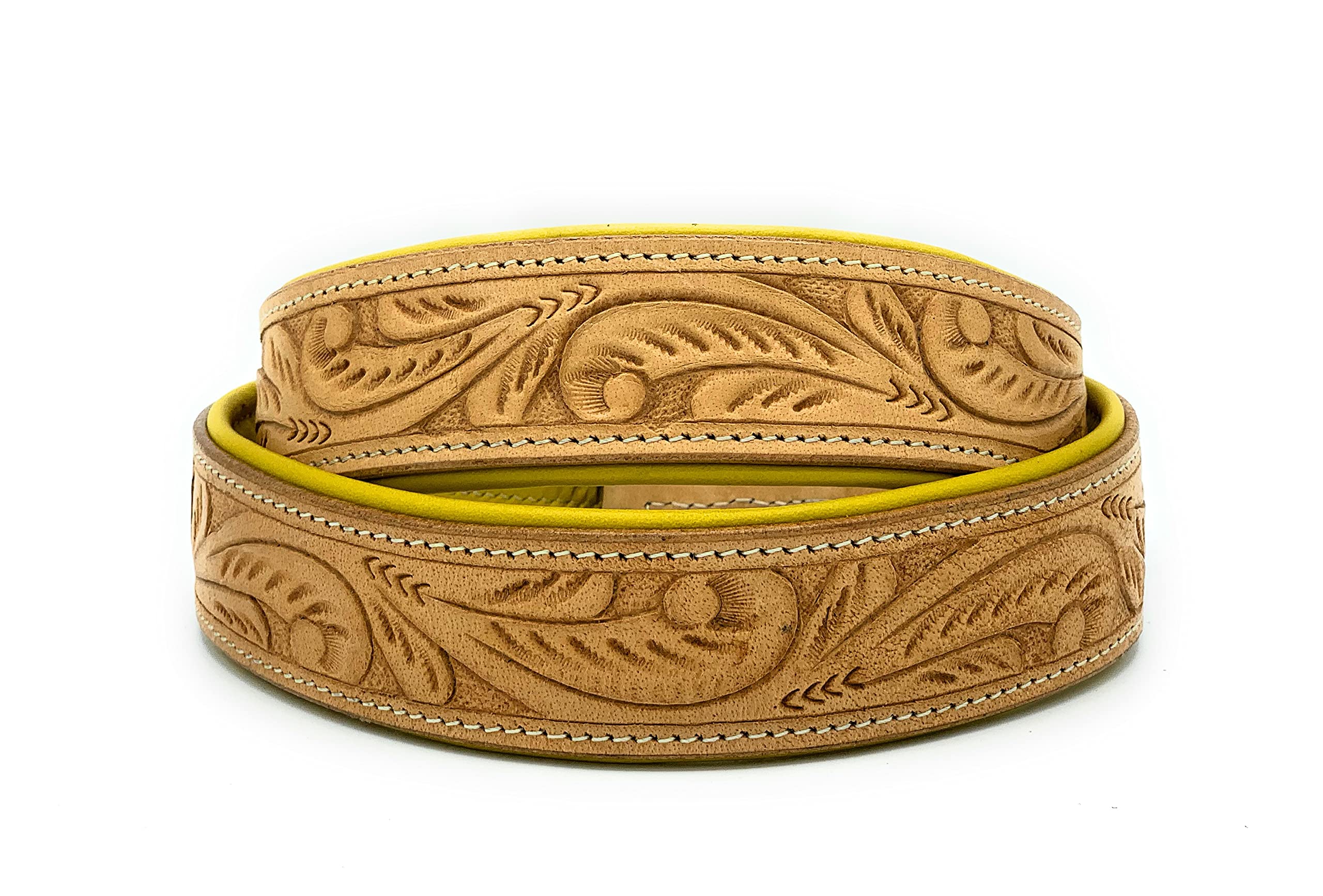 Collier pour chien en cuir large sculpté main rembourré naturel 46-54