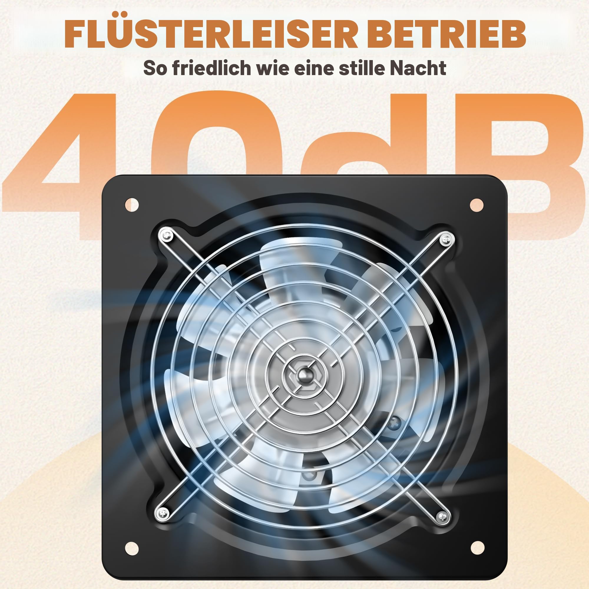 150mm Abluftventilator 525m³/h – Leiser Betrieb, Rückstauklappe für besseren Luftaustausch, Schutz vor Feuchtigkeit, Verbesserte Luftqualität, Ideal für Bad, Küche und Garage – Schwarz