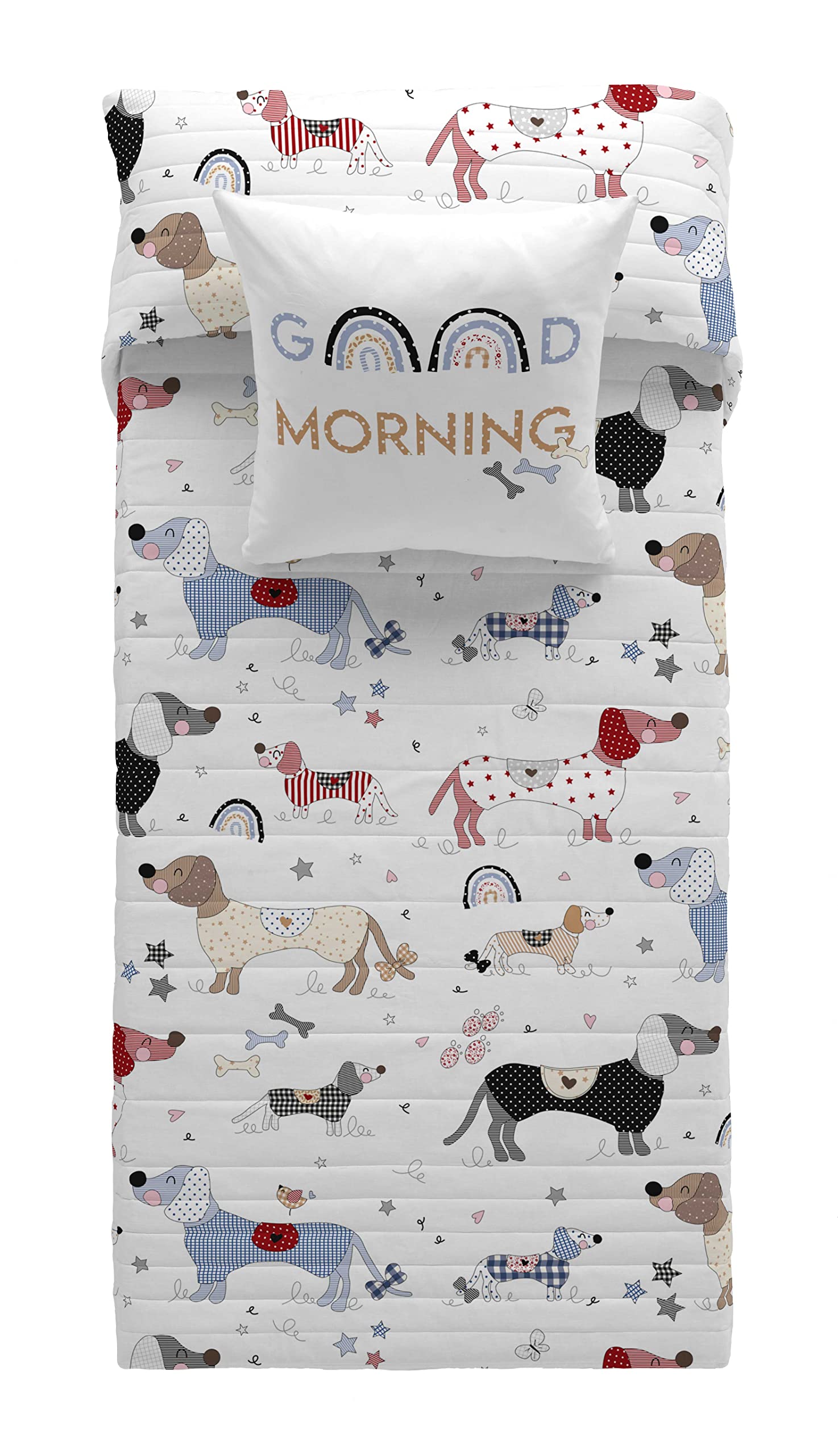 COOL KIDS Colcha Bouti Reversible Doggy Patch Cama 90