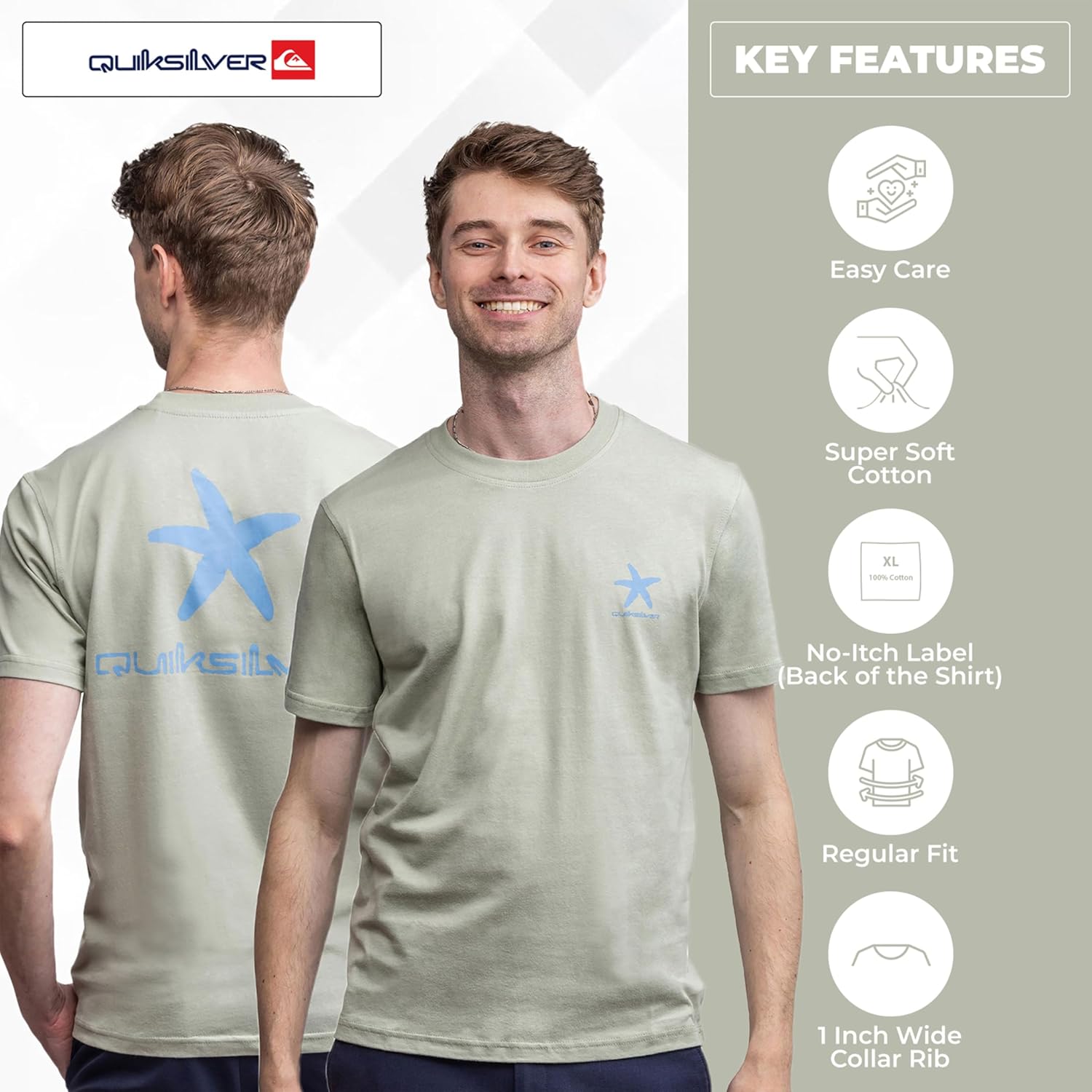 Quiksilver Men's Regular Fit Soft Cotton Short Sleeve T-Shirt (S-XL)