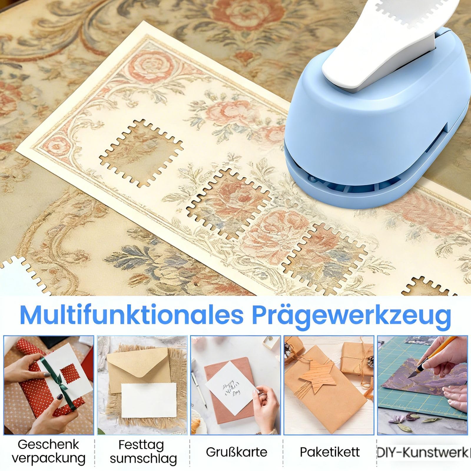 Set di 2 fustelle per francobolli, grandi e piccoli, per scrapbooking, biglietti di auguri e confezioni regalo, adatte per carta da 70 – 320 g