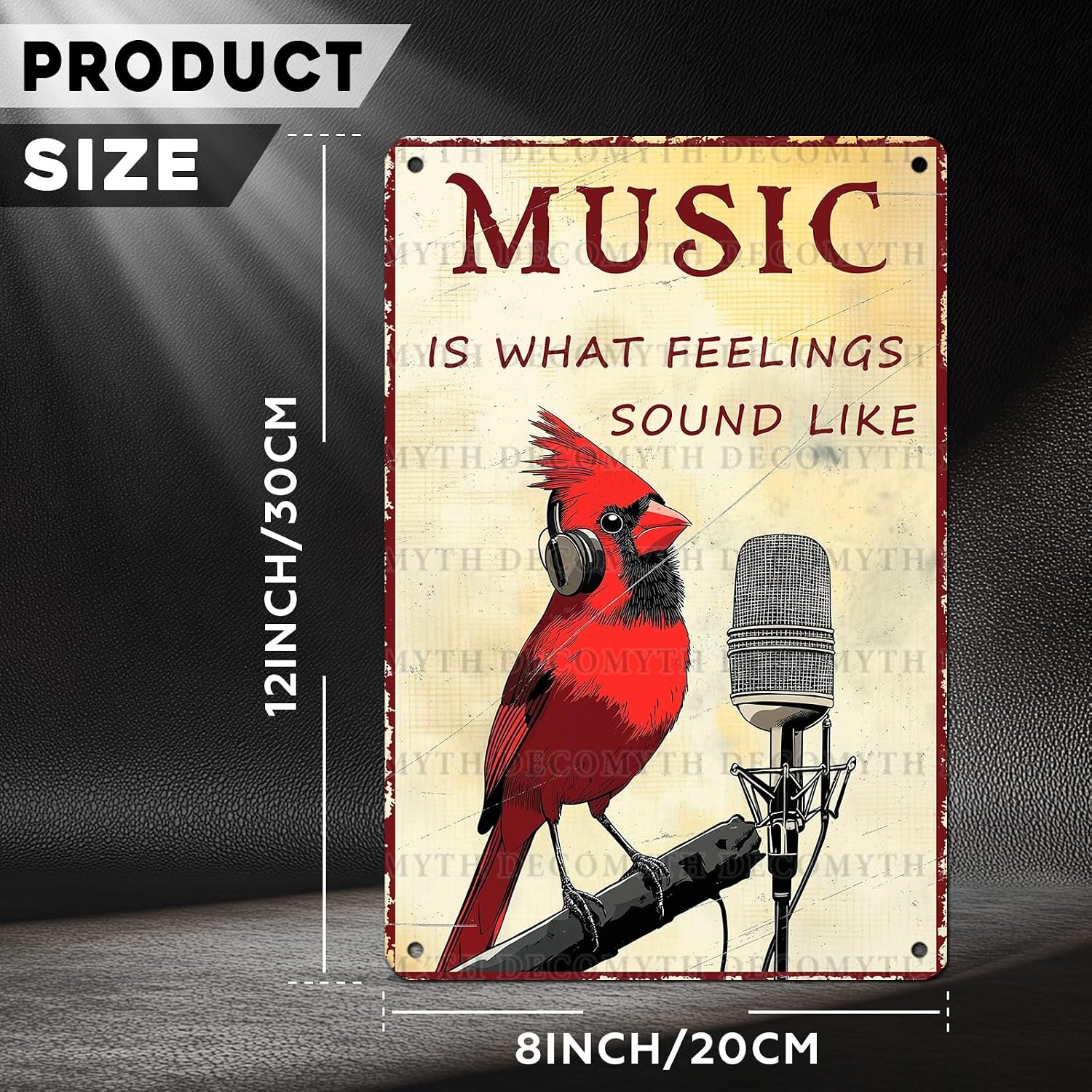 Vintage Bird Tin Sign Music Is What Feelings Sound Like Retro Wall Decor Wall Art Funny Bird Lovers Poster Indoor Store Living Room Music Artist Cafe Toilet Bar Office 12 * 8inch image 4