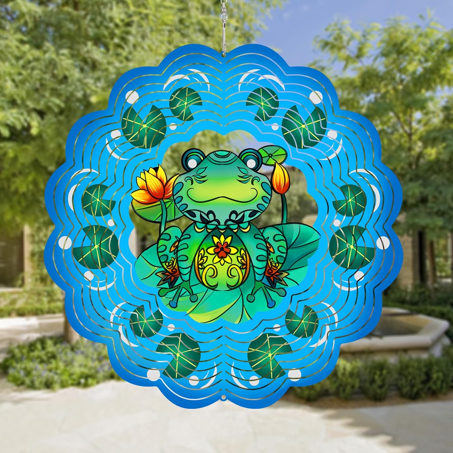 Frog Wind Spinners 3D Hanging Frog Statues Ornament Gifts for Women Mom Grandma,12inch Metal Wind Kinetic Sculpture for Outdoor&Indoor Decor, Yard Art, Garden Decoration