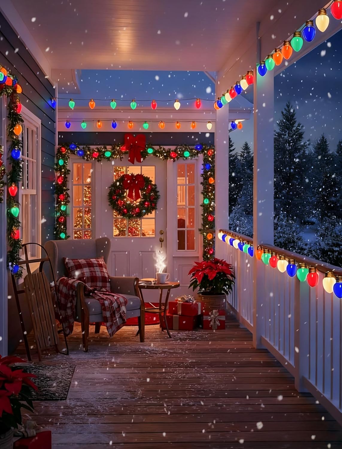 Giant Outdoor Christmas Lights,16ft Jumbo Christmas Lights String Lights with 10 Large Multicolored Bulbs,Connectable Outdoor Decorations Lights for Porch Garden Eave Xmas Trees Roof Decor
