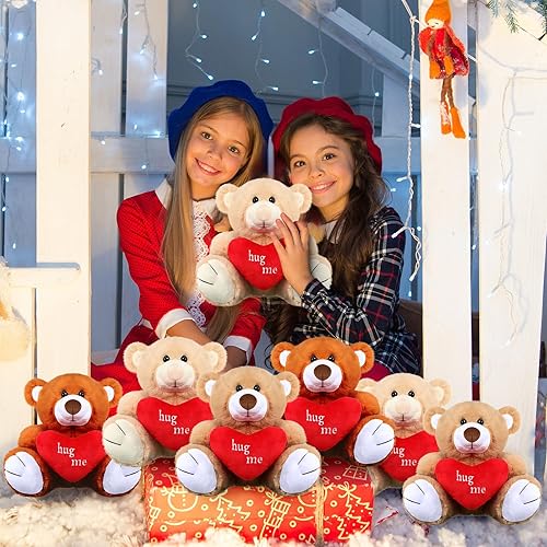 Miniatura 3 de Capoda Paquete de 12 osos de peluche para el día de San Valentín a granel de 10 pulgadas con tarjetas de felicitación de amor abrazadas, bolsas de