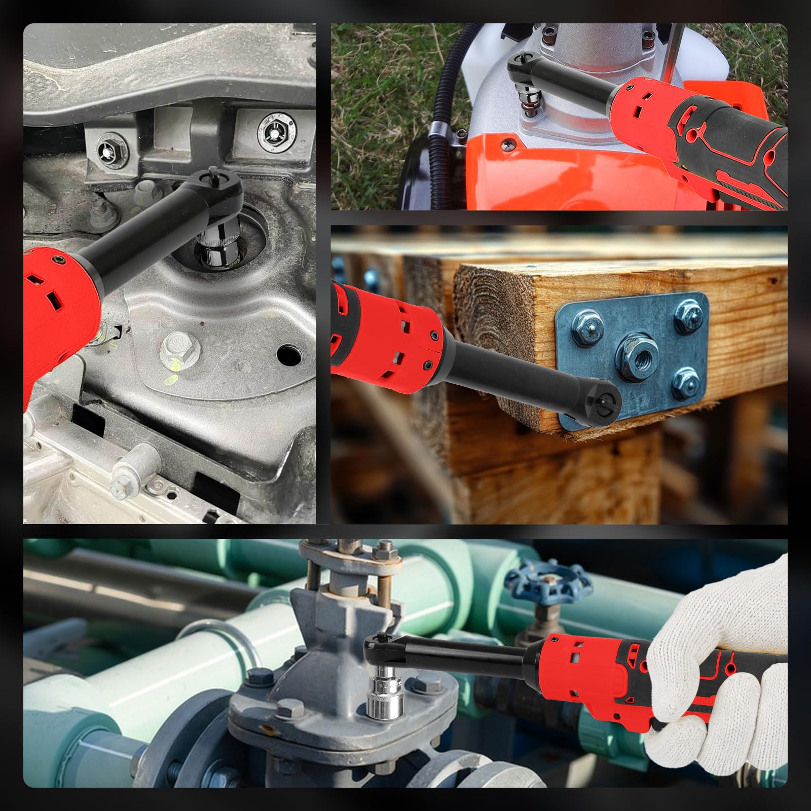 Chiave a cricchetto migliorata a batteria da 3/8" per batteria Milwaukee M18 18 V, 80 N.m, 320 giri/min, velocità variabile, chiave a cricchetto elettrica allungata con illuminazione a LED