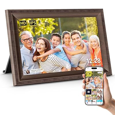 Smart White Digital Picture Frame WiFi Send Photos from Your Phone 16GB Storage 10.1inch 1280x800 IPS Touch Screen Digital Photo Frame Auto-Rotate Wall Mountable Photo Picture Frame Digital