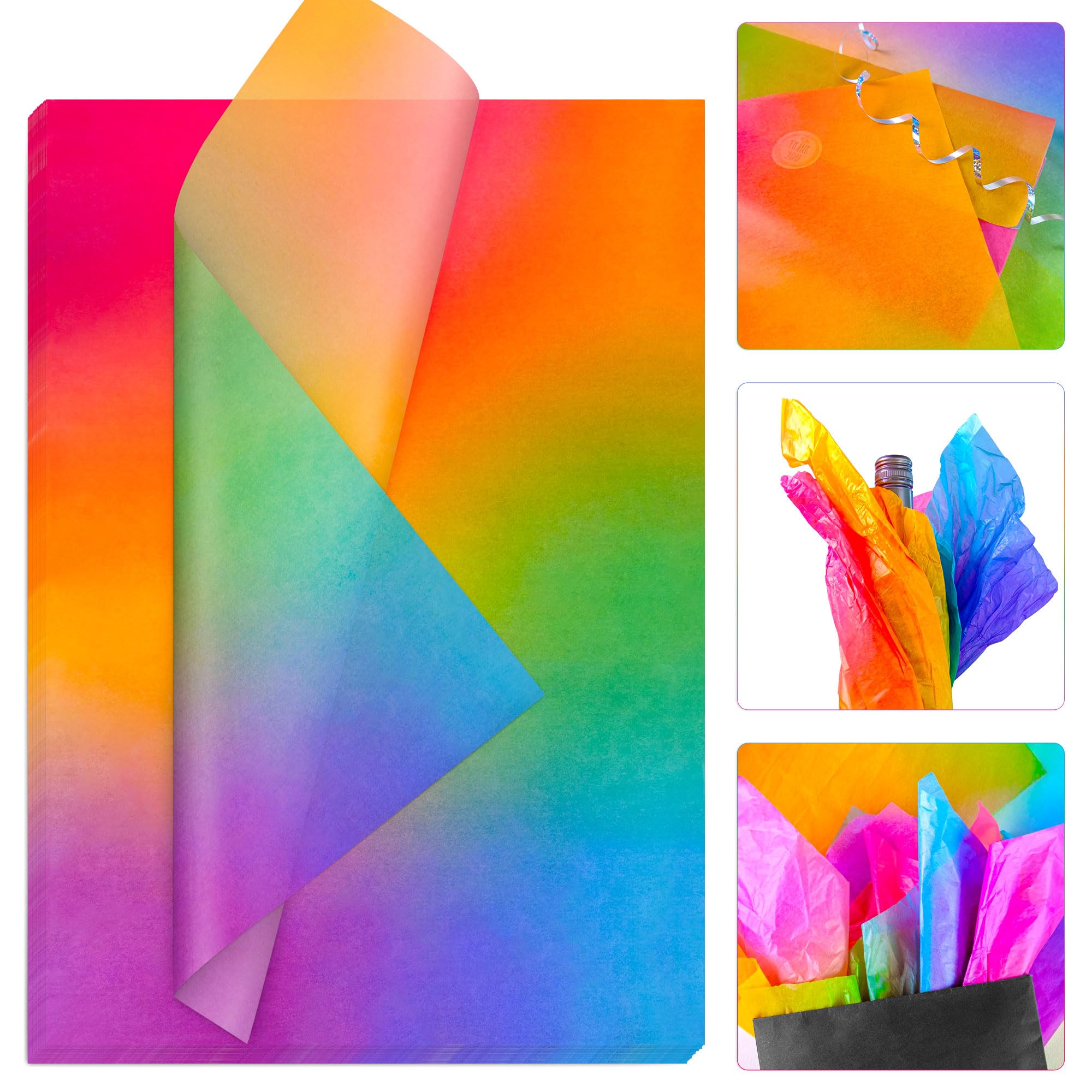 MR FIVE 20 Sheets 20"x 28" Rainbow Gradient Tissue Paper for Gift Bags, Baby Showers, Weddings & Thanksgiving
