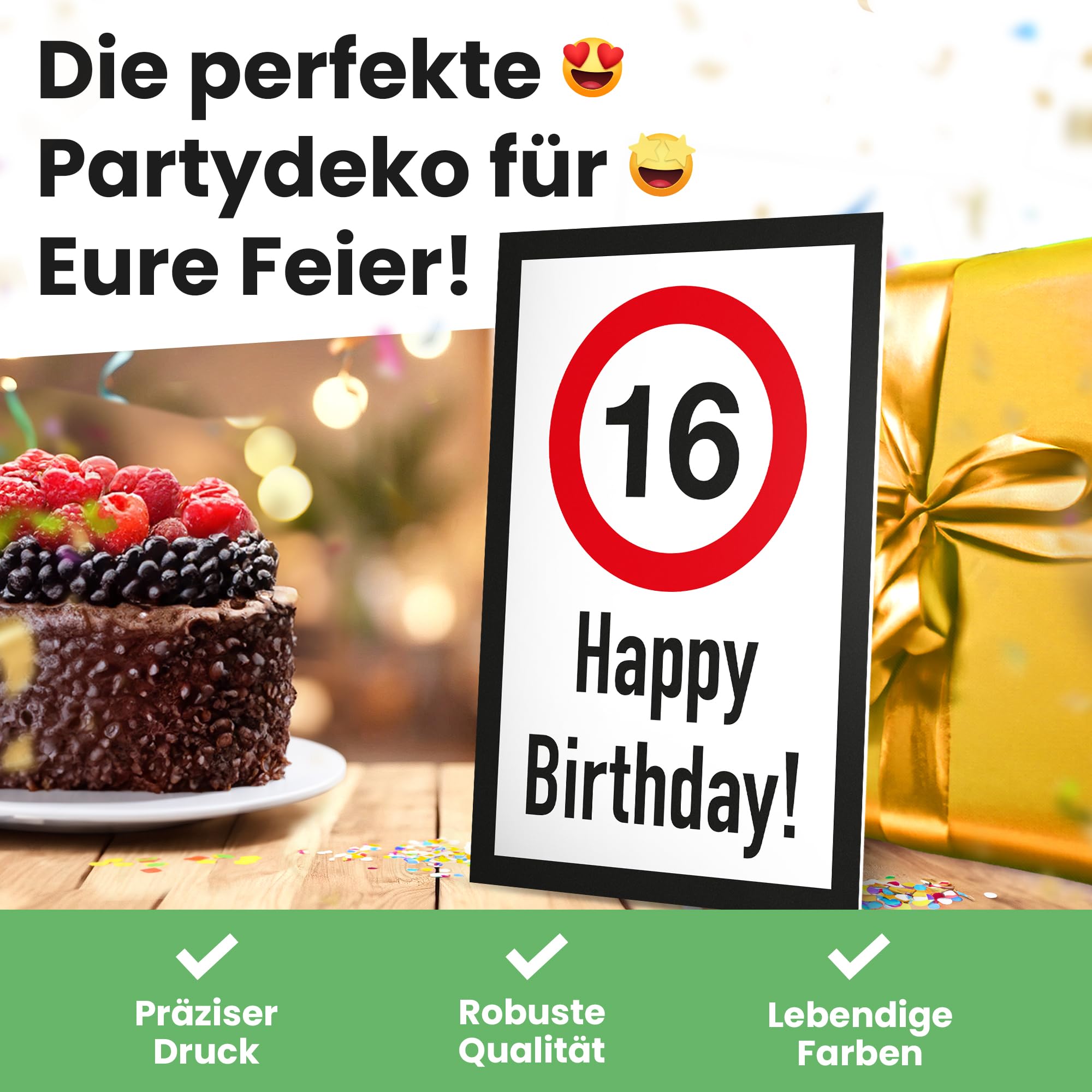 2-teiliges Geburtstags-Banner 'Cheers To 16 Years' – Willkommensschild Für Die 16. Geburtstagsparty