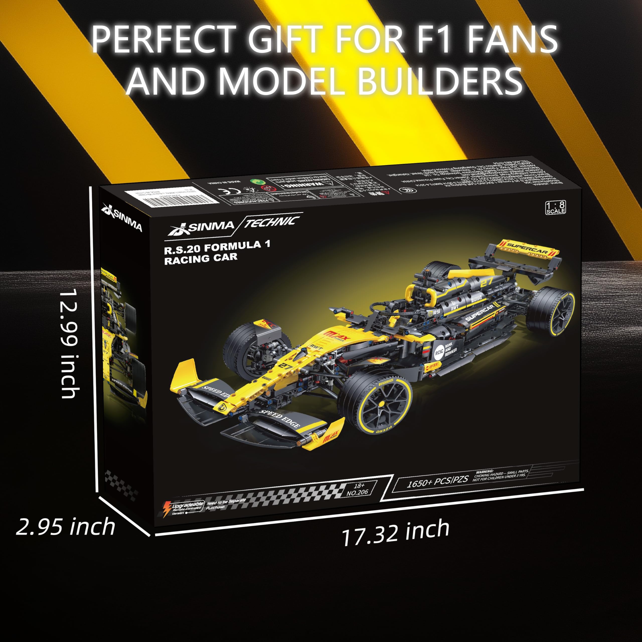 Technic F1 RS20 Racing Car Building Kit – 1:8 Scale Collectible Set for Adults, 1650+ PCS Display Model with Realistic Details – DIY Engineering Gift for F1 Fans, Home or Office Display