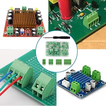 52PCS 2.54mm 0.1 Pitch PCB Mount Screw Terminal Block Connector, Minidodoca 2P 3P 4P 5P Terminals 150V 6A for 26-18AWG Cable,Equipped with Special Screwdriver