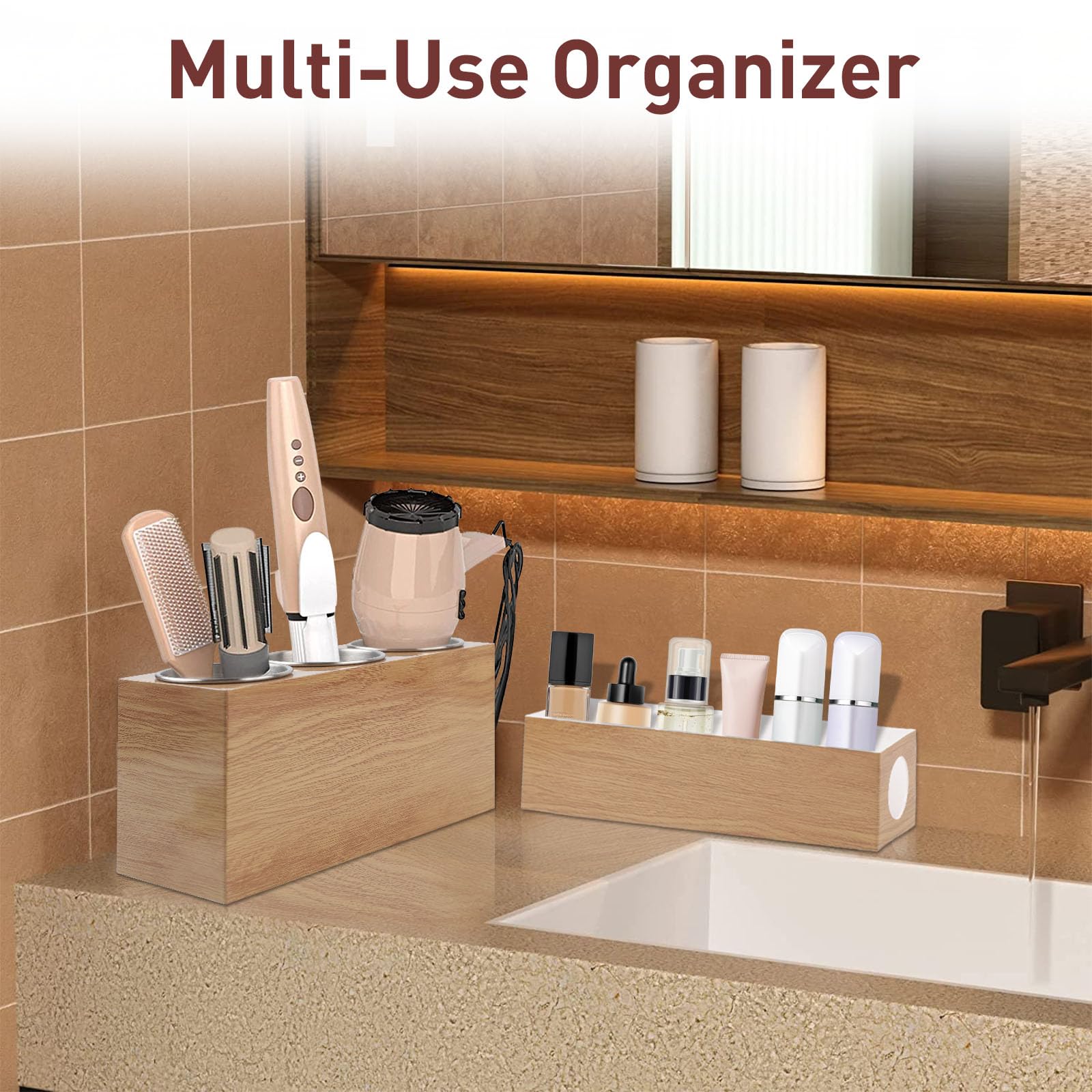 BYUNER Hair Tools Organizer, Hair Dryer Holder for Dressing Table