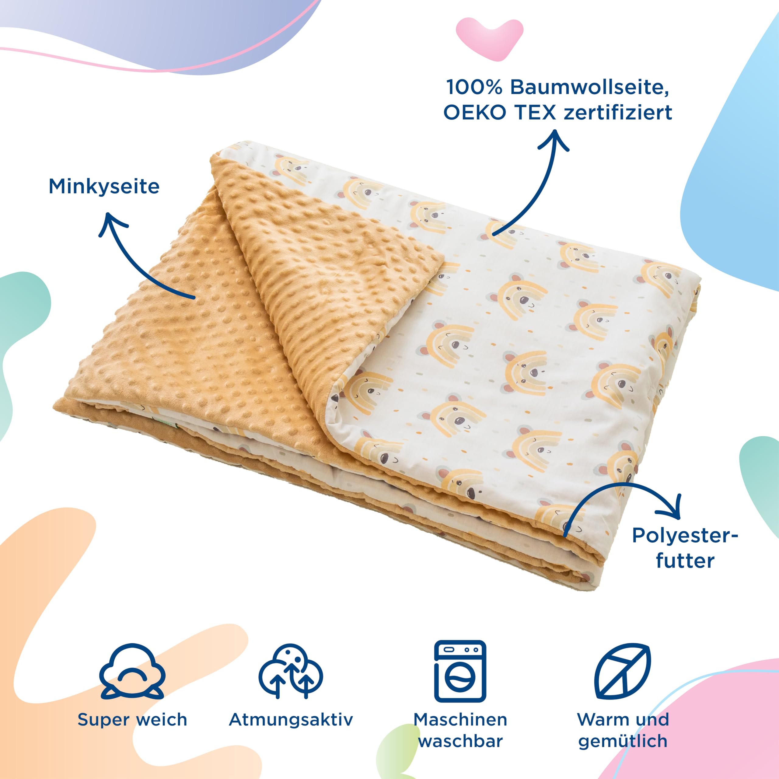 Babydecke - Kinderbettdecke - Baby Bettdecke Aus Weicher Oeko-tex Baumwolle - 100x135 - Kuscheldecke Kinder - Geburtsgeschenk Junge Mädchen - Babydecke Mit Noppen - Baby Bettwäsche - Baumwolldecke