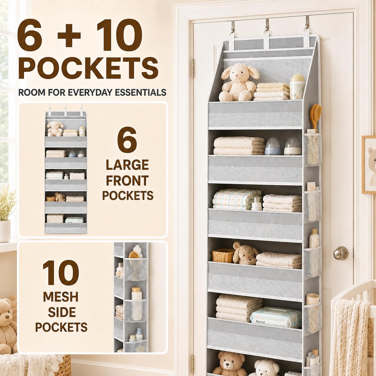 6-Tier Over the Door Organizer, Hanging Storage with 16 Pockets