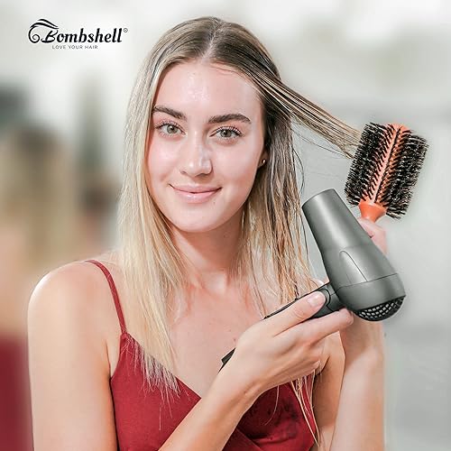 Miniatura 7 de Bombshell Cepillo redondo de madera de abedul cepillo redondo de cerdas de jabalí sostenible con mango de madera de abedul natural cepillo redondo