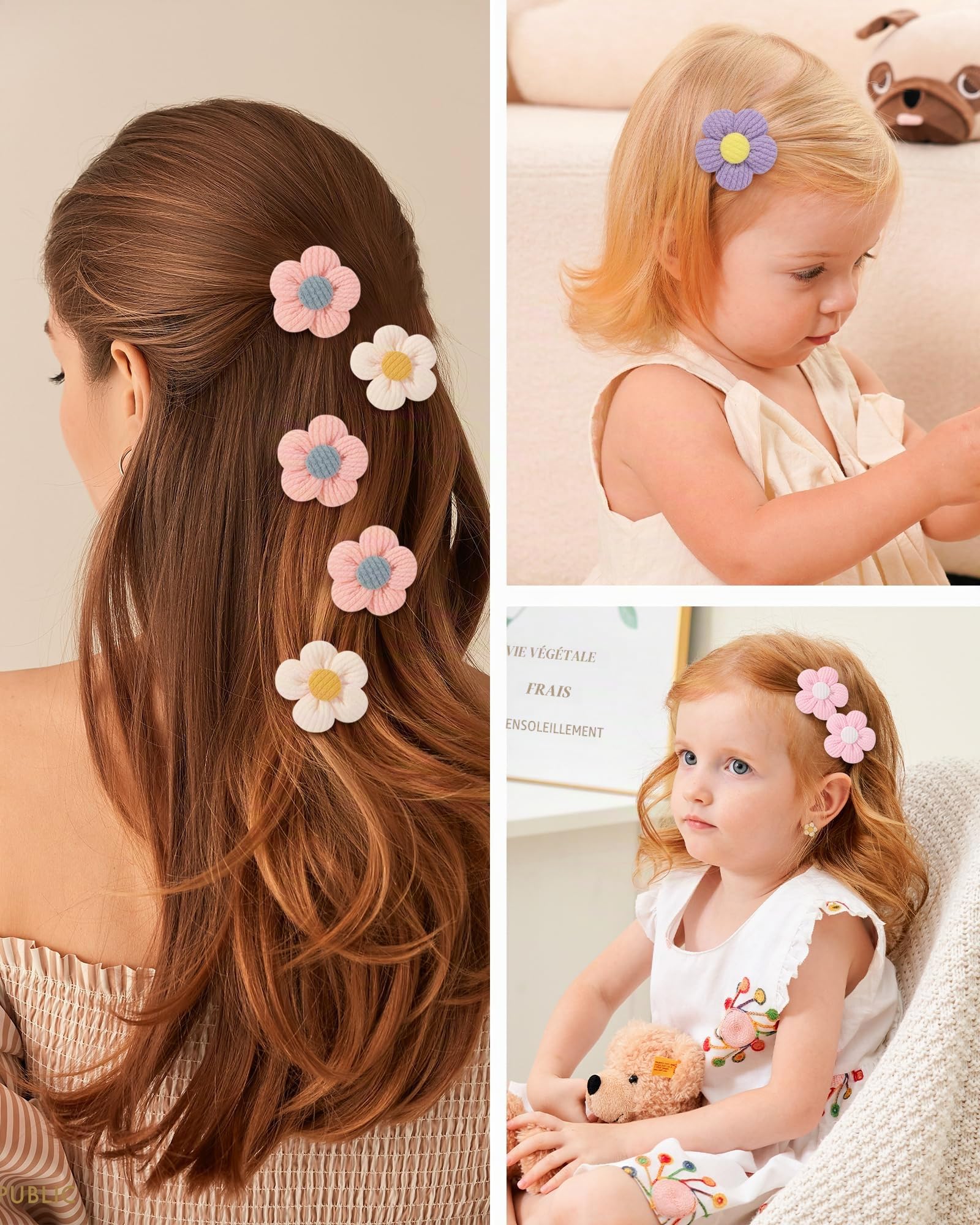 Lot de 12 pinces à cheveux pour bébé - 4,5 cm - Jolies pinces à cheveux antidérapantes et épaisses - Accessoires pour cheveux floraux pour nourrissons et tout-petits - Couleur claire