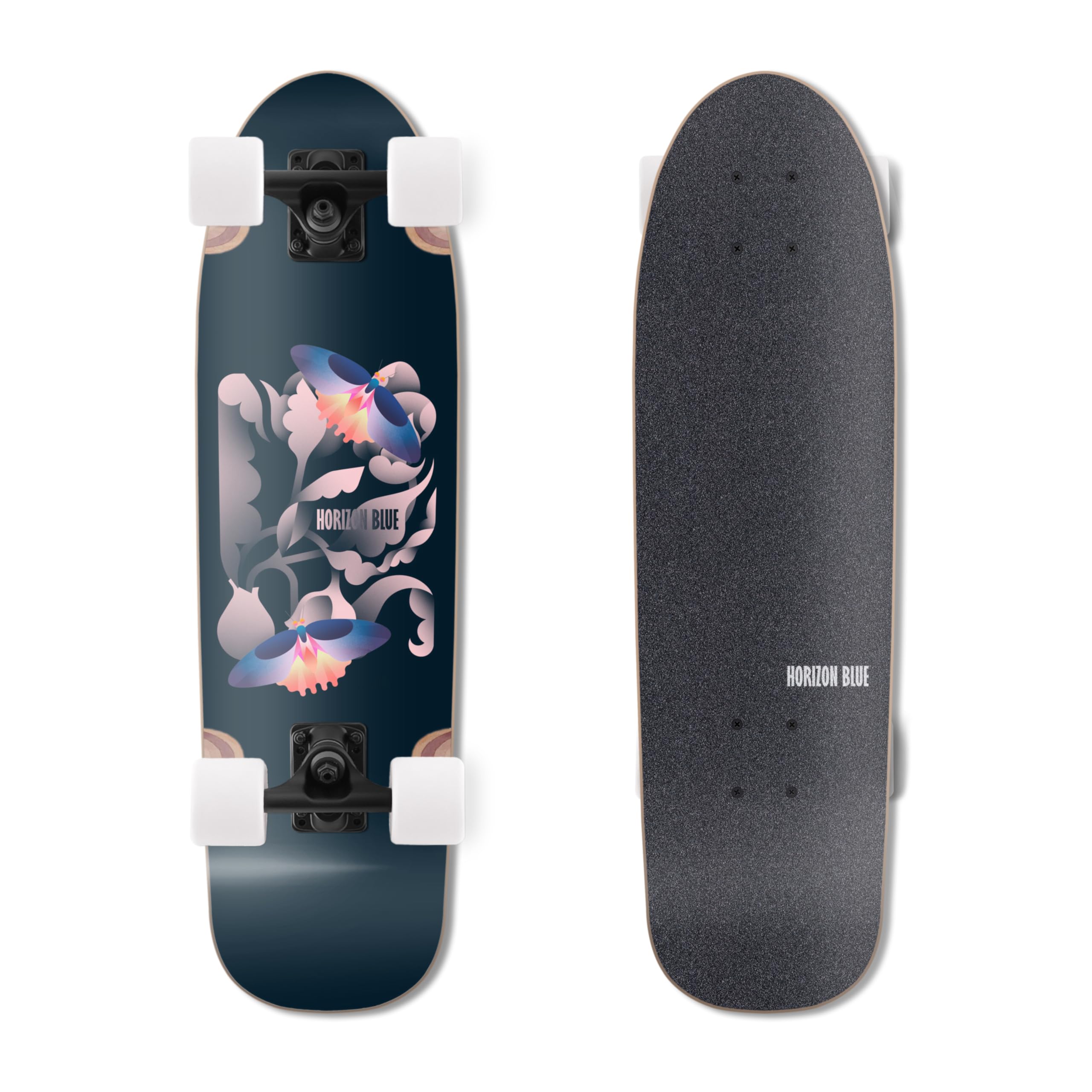 HORIZON BLUE Dinghy Classic Cruiser Skateboard complet – 72,4 cm léger / roues souples de 63 mm et planche en érable