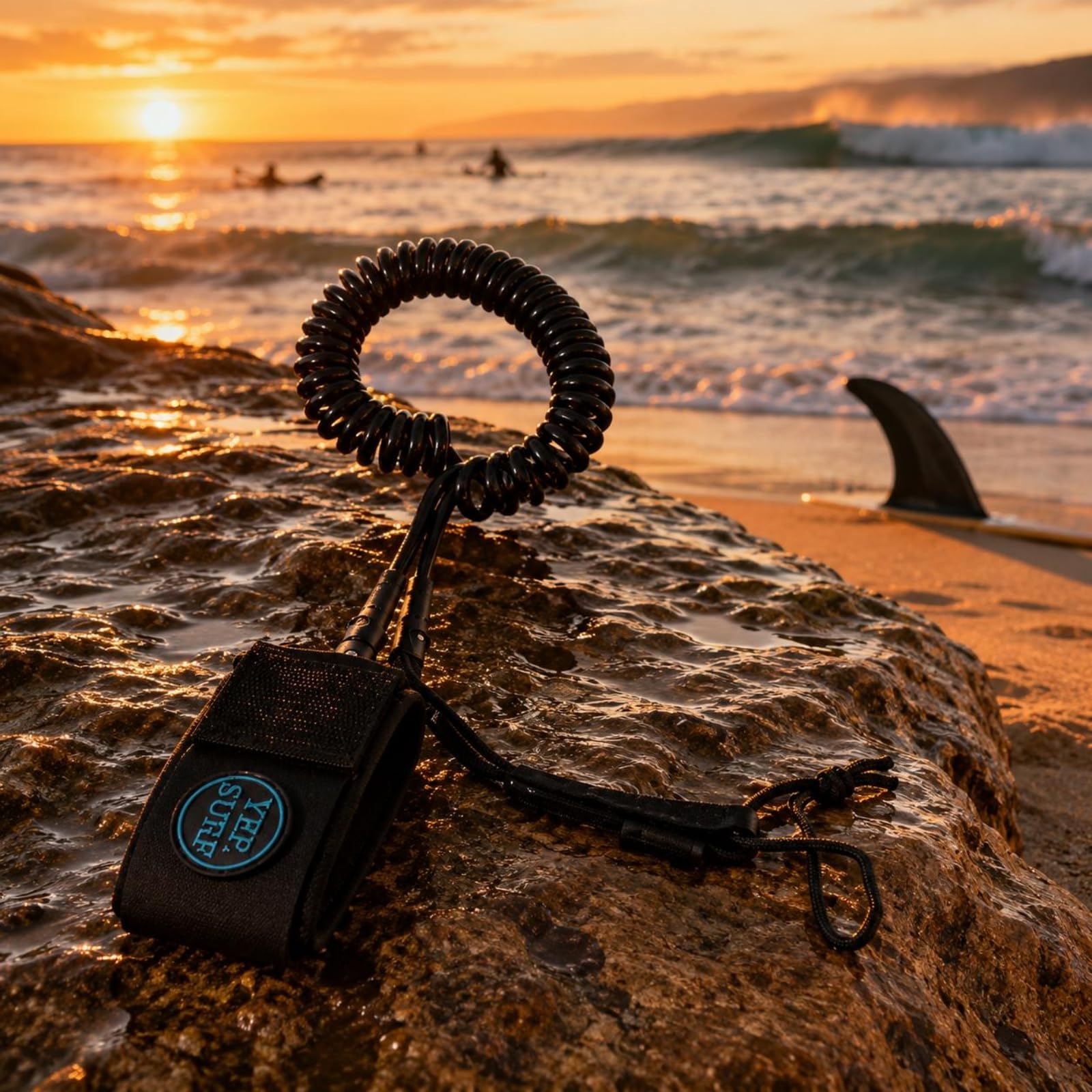 Surfboard Leash Surf Leash Leine Sicherheitsleine Fußschlaufe mit Gepolsterter Manschette Und Edelstahl Drehverbinder aus TPU für Surfen Boardsport Gewässer 9ft