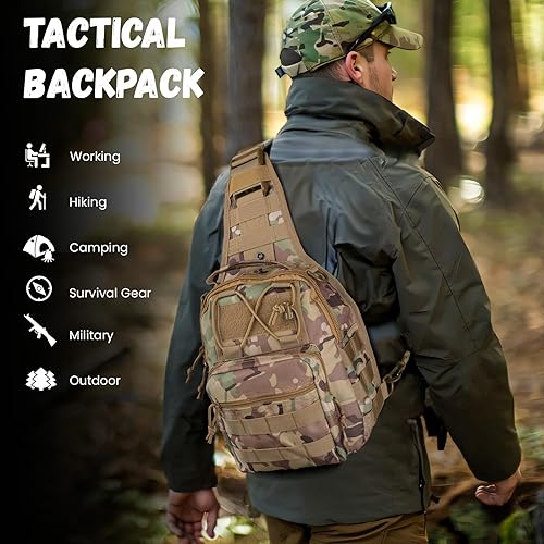 Miniatura 3 de flipfit Mochila cruzada para hombres y mujeres, mochila de pecho, mochila de viaje para senderismo, Blanco hielo