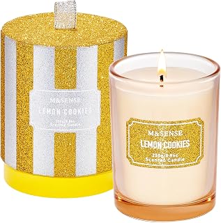 Lemon Scented Candle, Classic Size 8.8 oz Glitter Jar, Holiday Gifts for Women, Strong Scented Natural Soy for Winter Home Decor, 50 Hours Long Burning