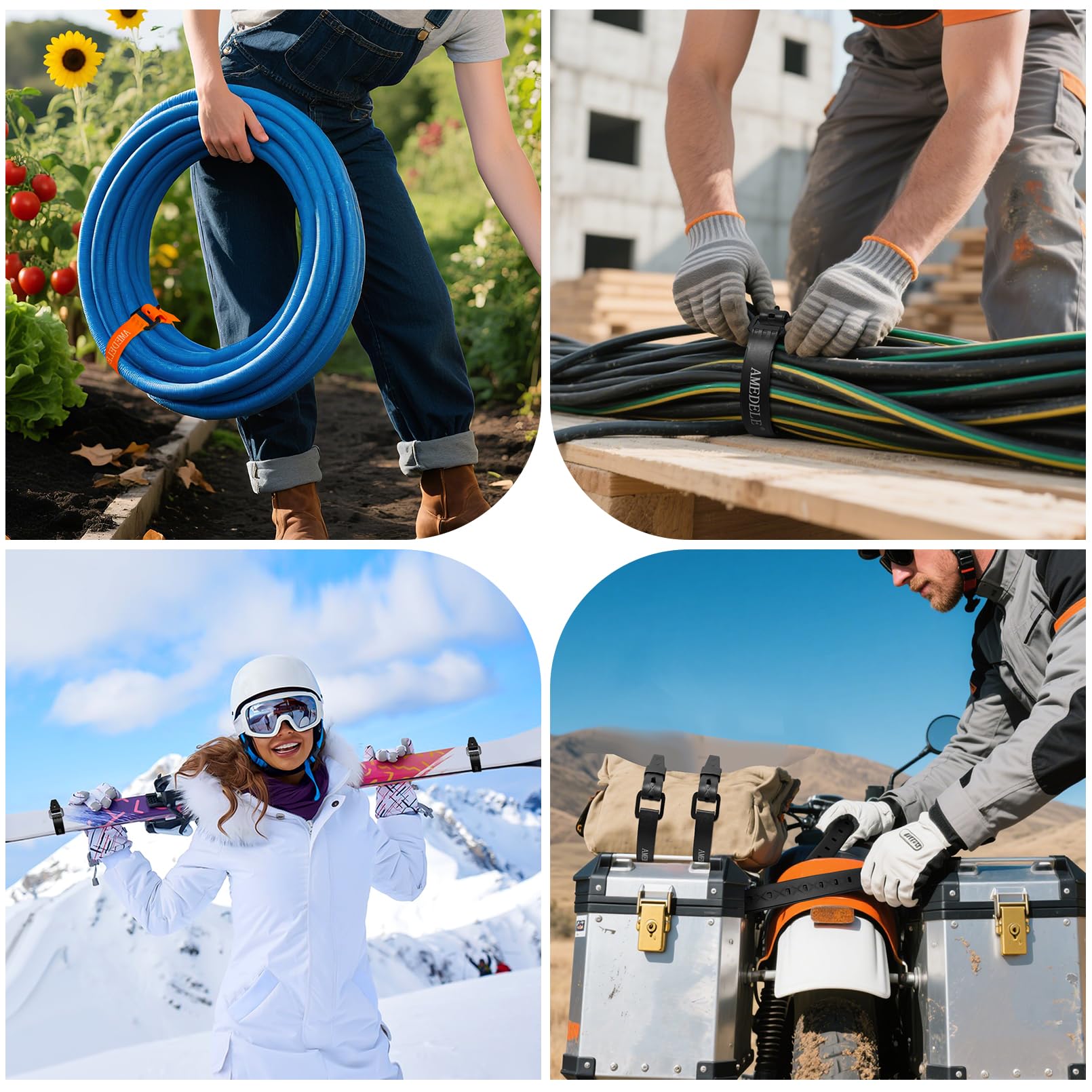 Rubber Tie Down Straps - 4 Pack, Quick Lashing -4 Rubber Tie Down Straps - 4 Pack, Quick Lashing -4