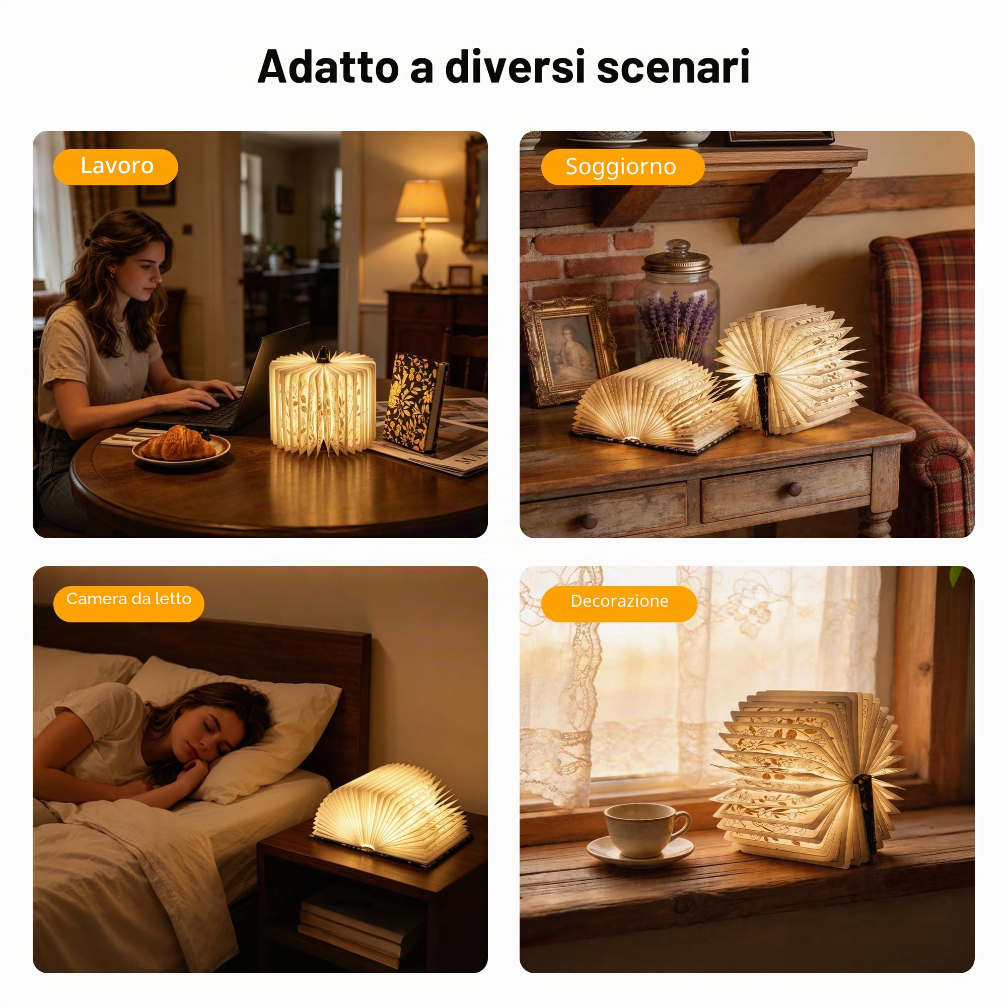 Lampada da libro con stampa floreale, lampada da libro a 3 colori, regalo per amanti dei libri, lampada da scrivania pieghevole portatile da 1200 mAh, lampada da lettura notturna, regalo per