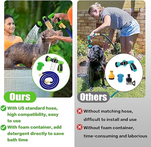 Miniatura 2 de MEWTOGO Juego de herramientas de baño para mascotas con manguera expandible estándar de 34 pulgadas, juego de rociadores de baño duraderos para