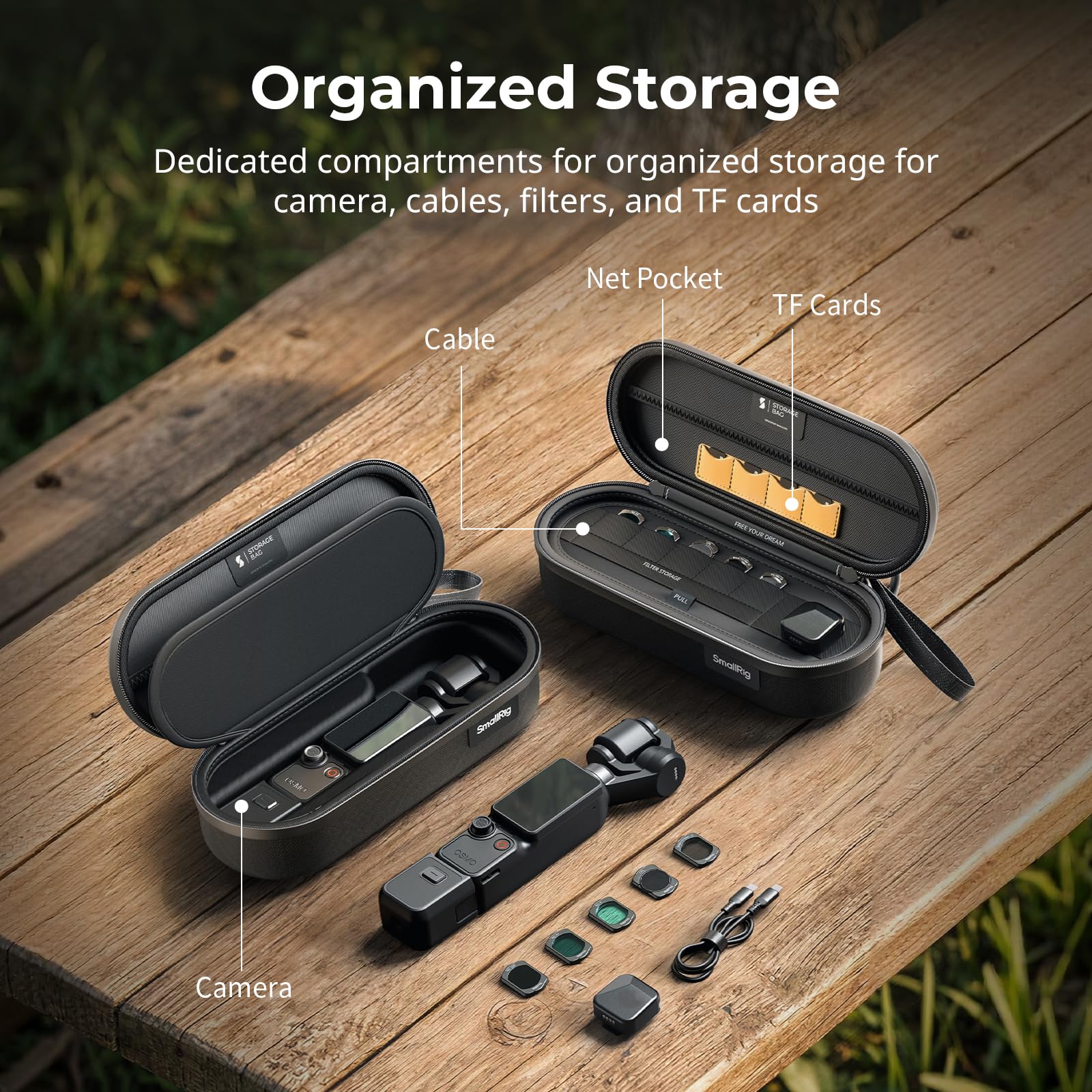 SMALLRIG Custodia per DJI Pocket 4/3, resistente a schizzi e urti, borsa portatile tutto in uno con cordino per fotocamera e accessori, può contenere schede SD, filtri e cavi - 5992