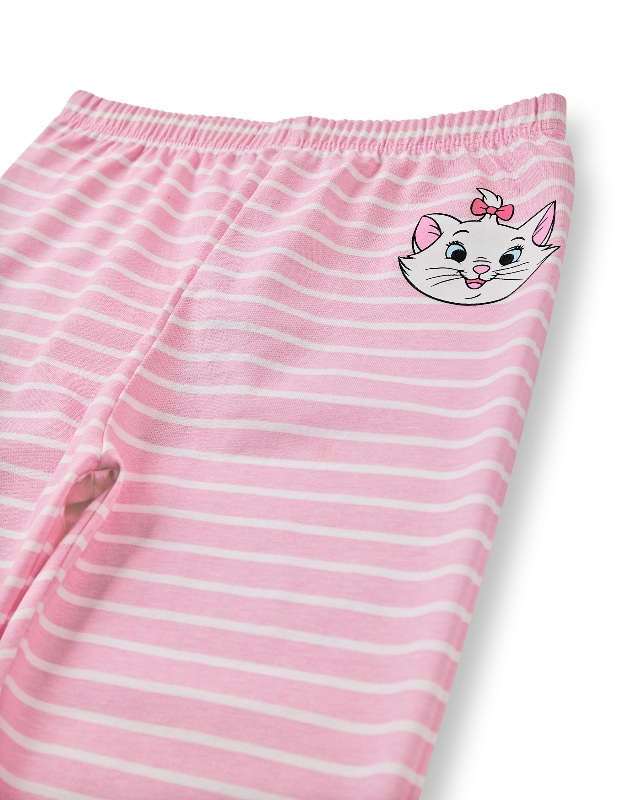 Disney The Aristocats Conjunto de Pijama Marie Girls | Pijamas gráficos de Manga Larga a Rayas y piernas largas para niños en Rosa | Regalo de Merchandising de Ropa de Dormir
