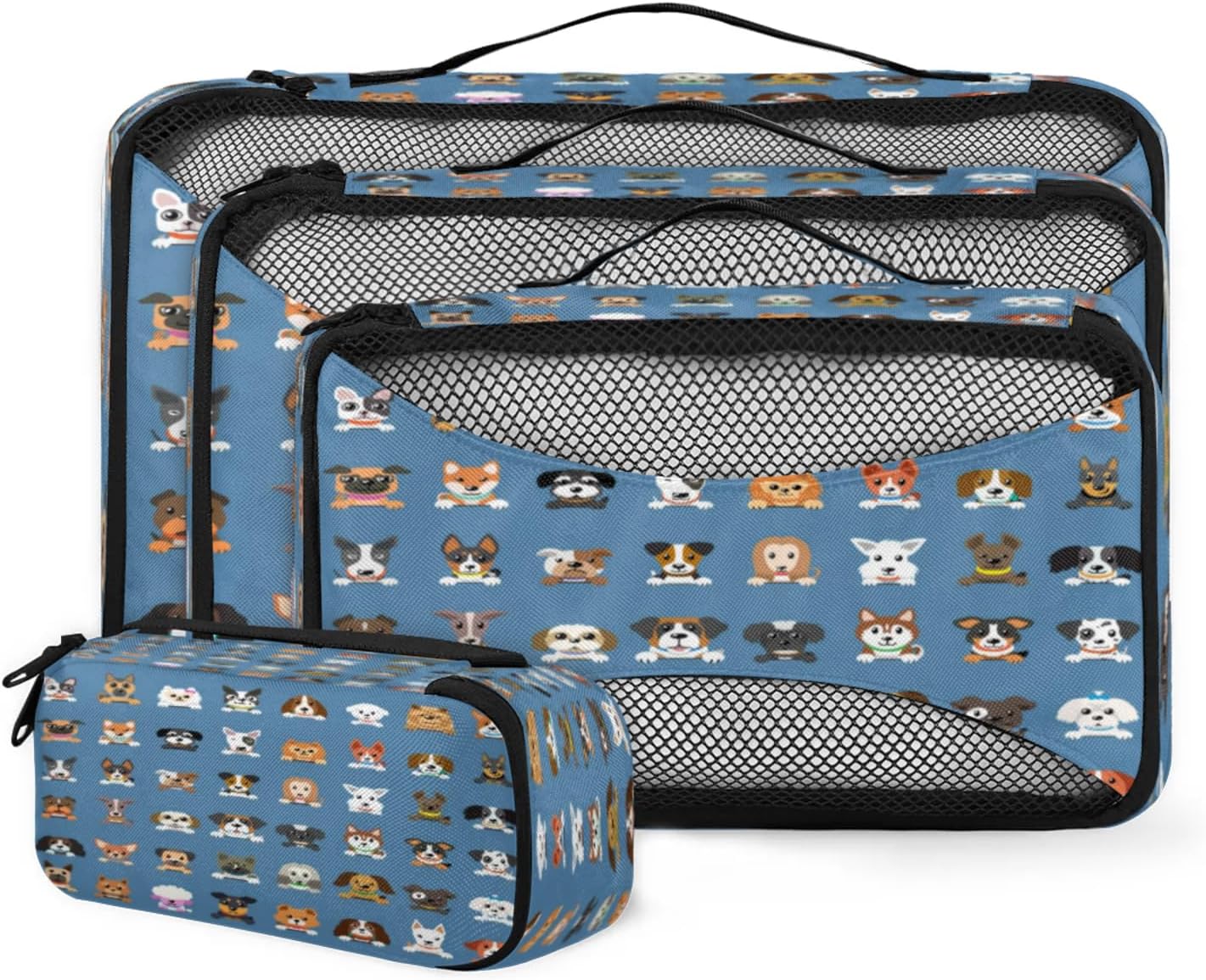 4 Set Packing Cubes for Travel, Dog Print Packing Cubes for Women, Travel Luggage Packing Organizers, Packing Cube Set, Cute Dog