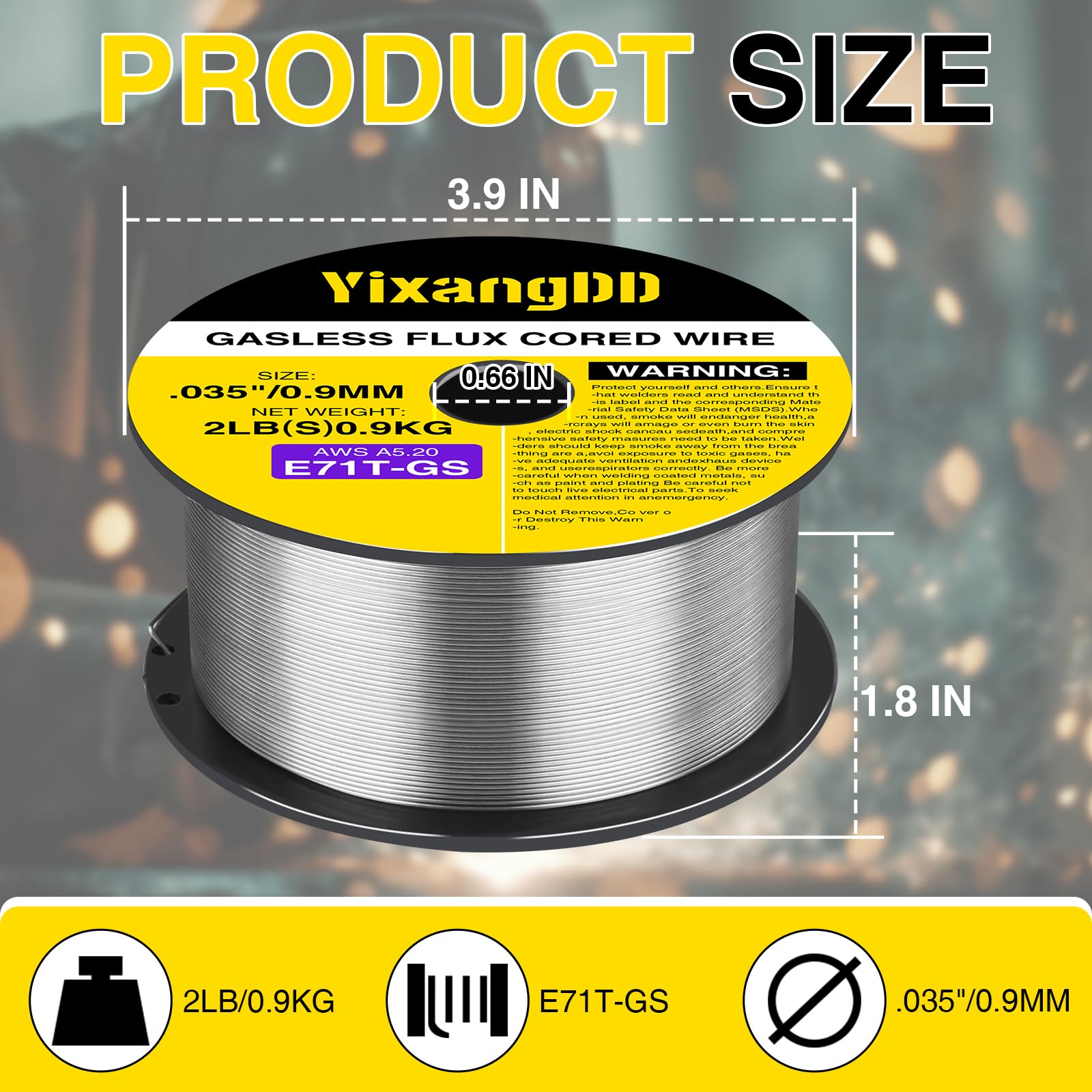4 Pack 035 Flux Core Welding Wire, E71T-GS Gasless Mild Carbon