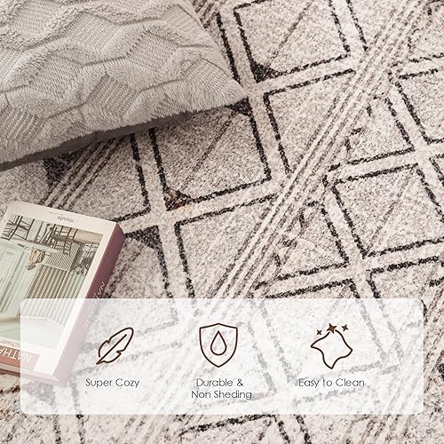 Miniatura 3 de OMERAI Alfombras lavables de 5 x 7 pies, estilo bohemio, con parte trasera antideslizante, tejido suave, lavable para sala de estar, dormitorio,