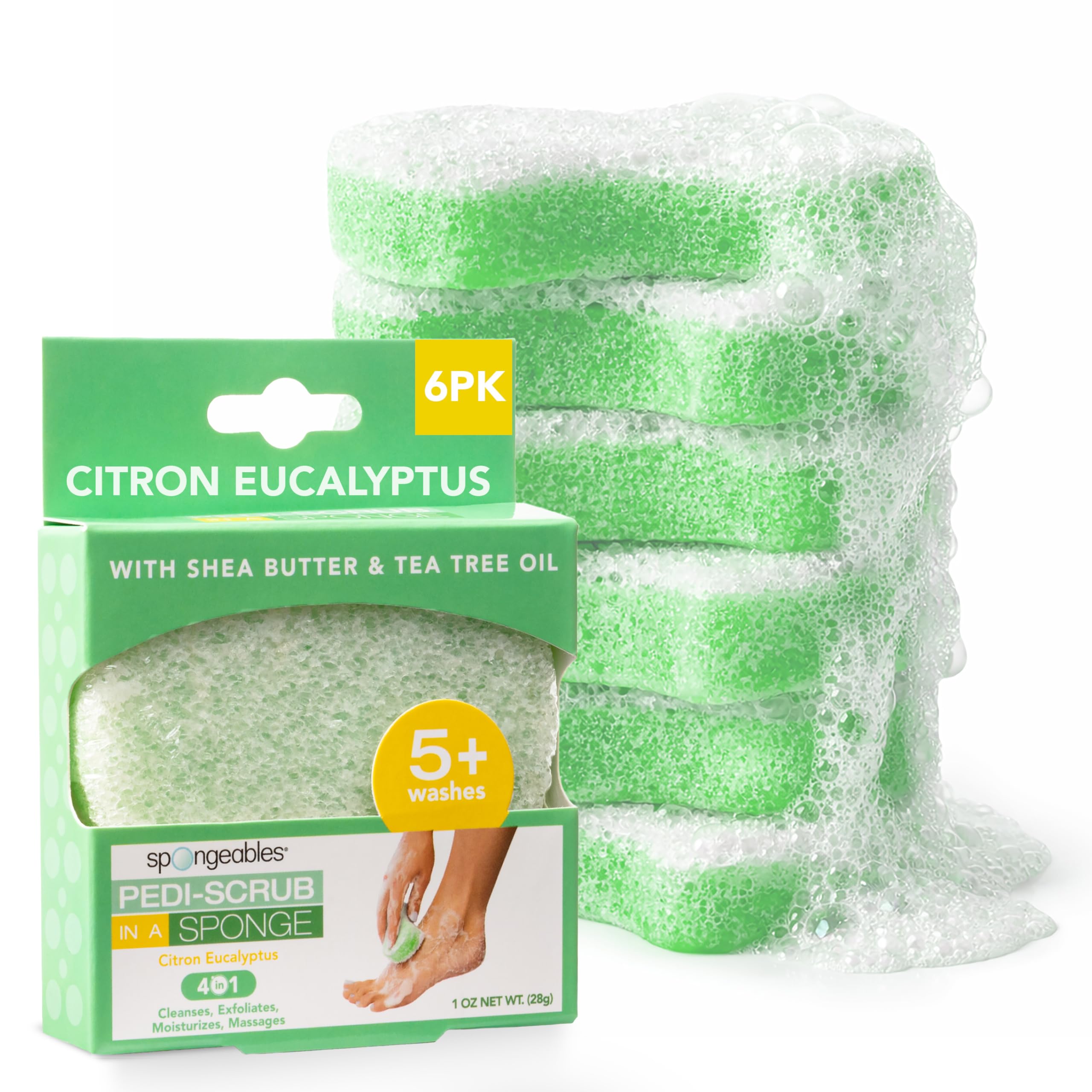 Spongeables Pedi Scrub Foot Exfoliating 20+ Wash Sponge