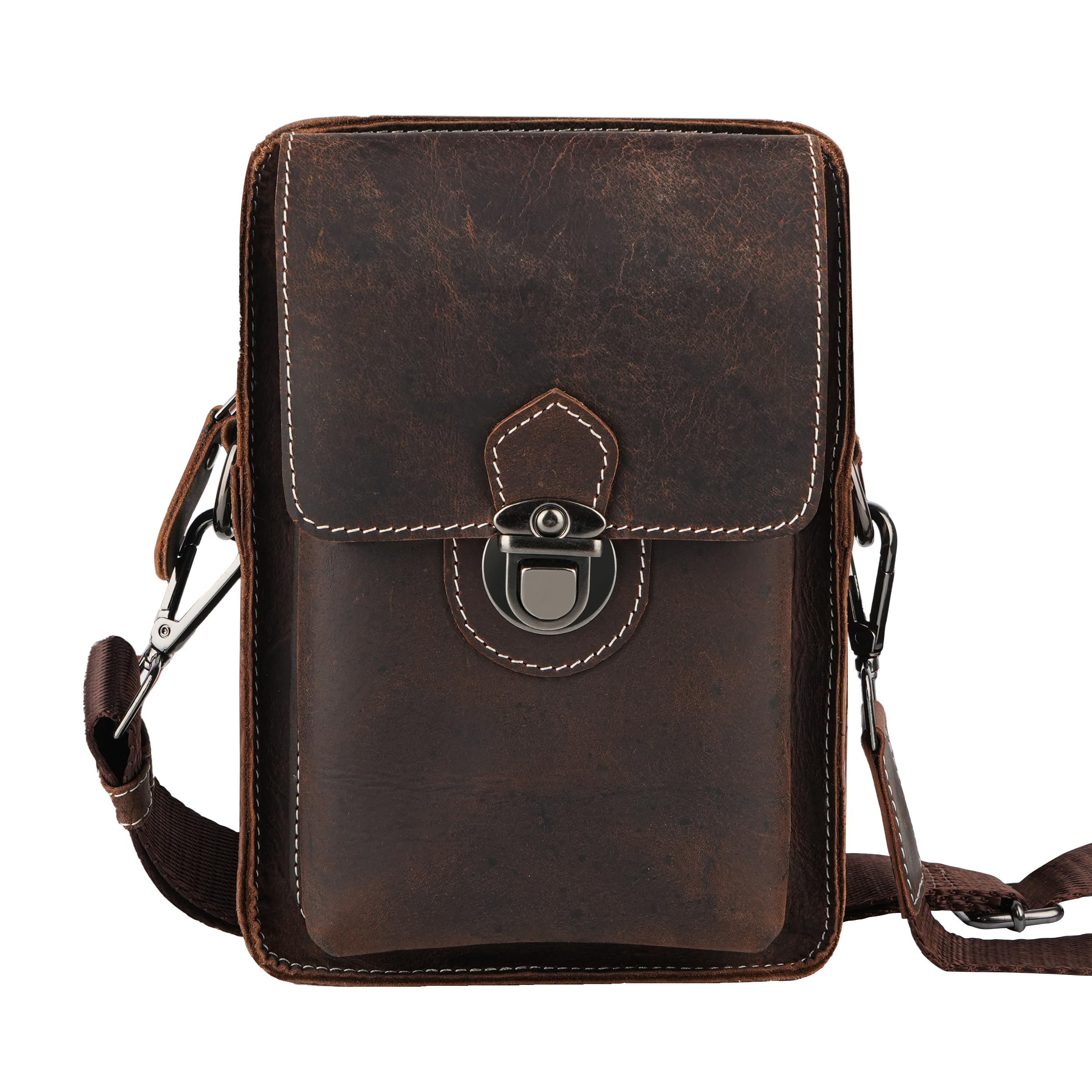 Cross Trail Cross Body Unisex Brown Sling Bag, Genuine Leather, Adjustable Strap, Metal Zipper & Durable Brass Buckle Locks, Perfect For Travel & Daily Use-image-15