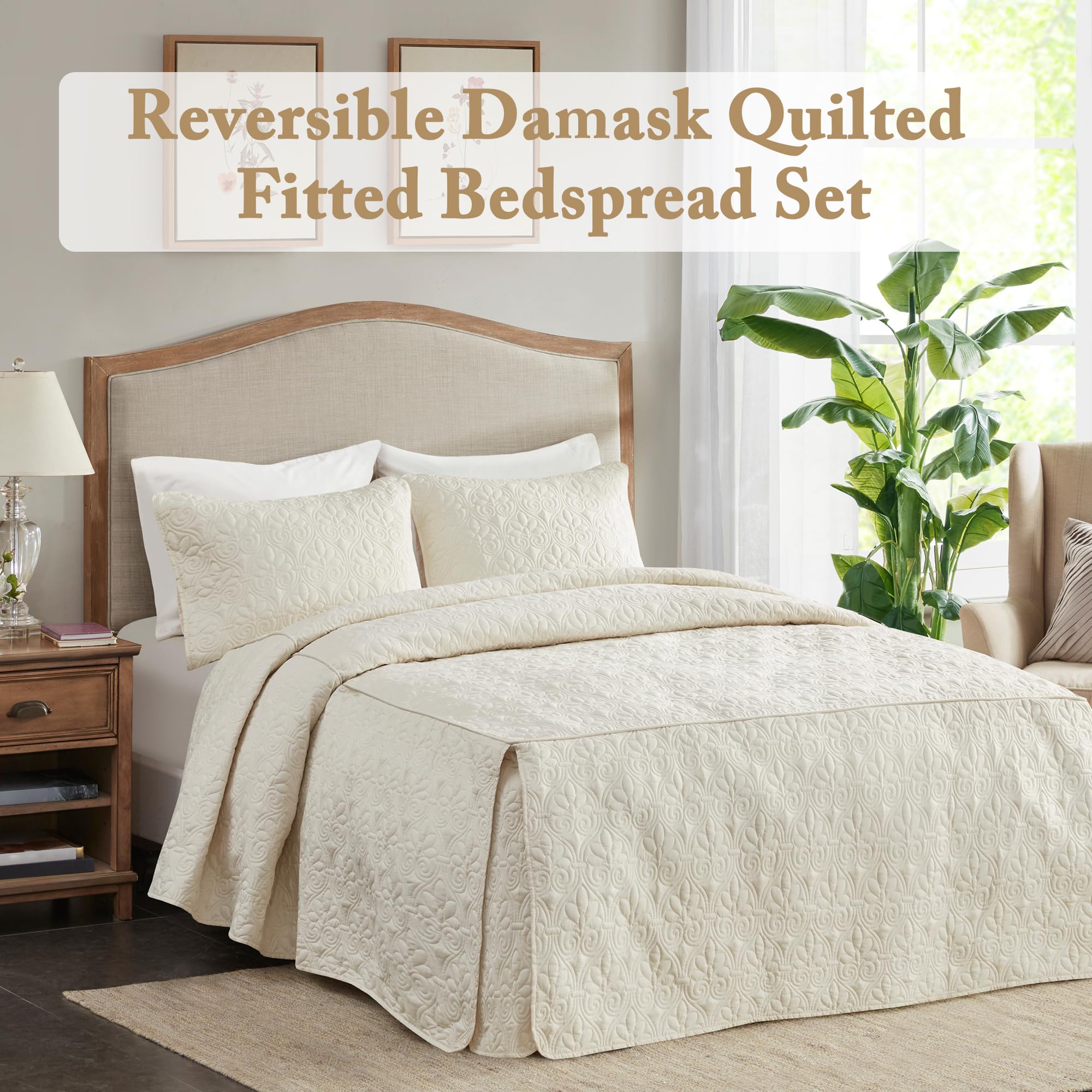 Madison Park Quebec - Colcha Acolchada de Esquina Dividida, diseño clásico Tradicional para Todas Las Estaciones, Ligero, Juego de Ropa de Cama, Fundas a Juego, tamaño King (79 x 81 Pulgadas + 24 | Edredón de esquina dividida, ropa de cama para todas las