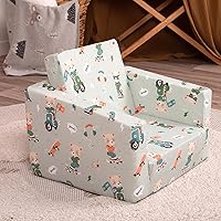 Vista 4 de Delsit Sofá infantil para niños pequeños – Sillón convertible de espuma 2 en 1 a tumbona, cómodo sillón abatible, sofá para niños, fabricado